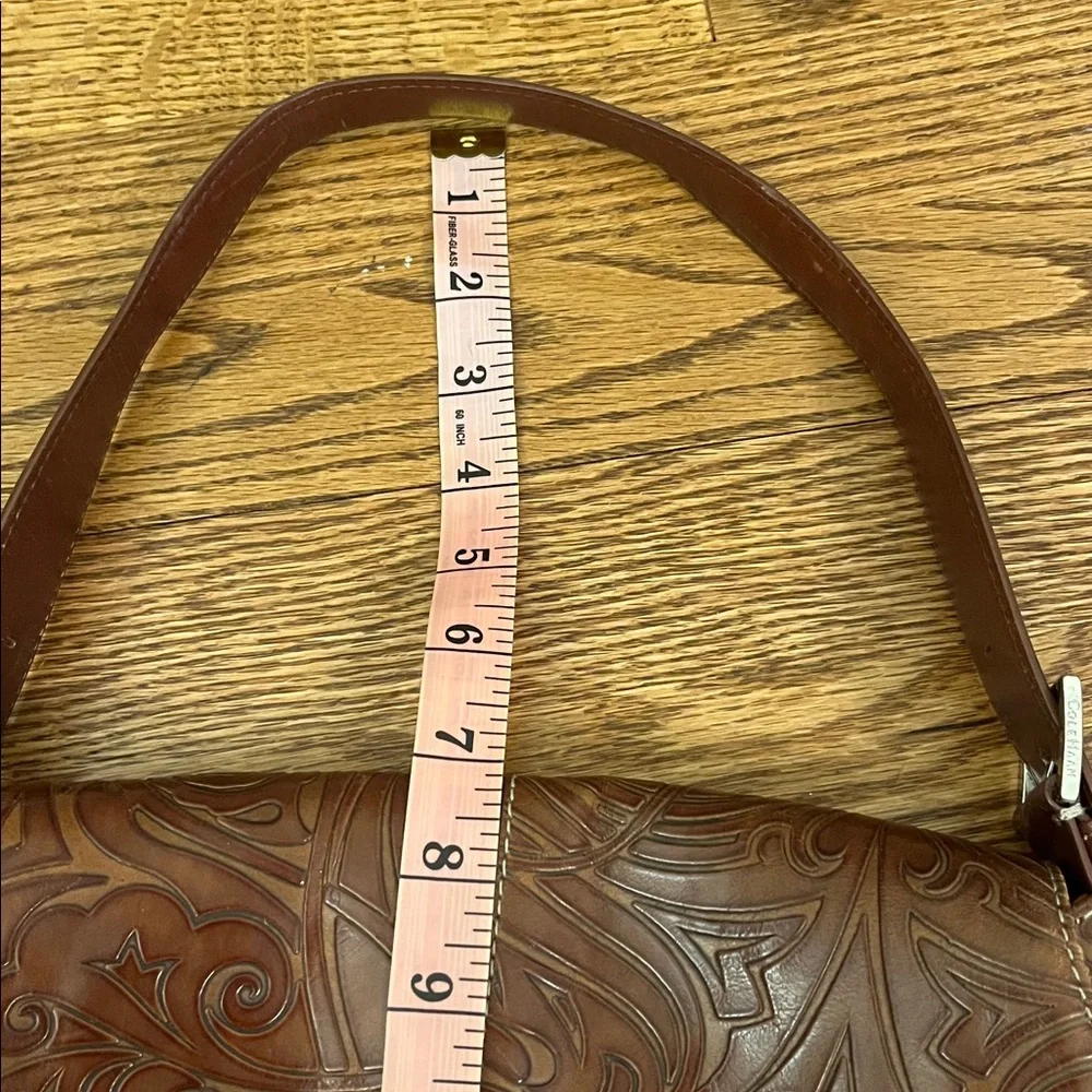 Cole Haan Brown Tooled Leather Shoulder Bag vintage